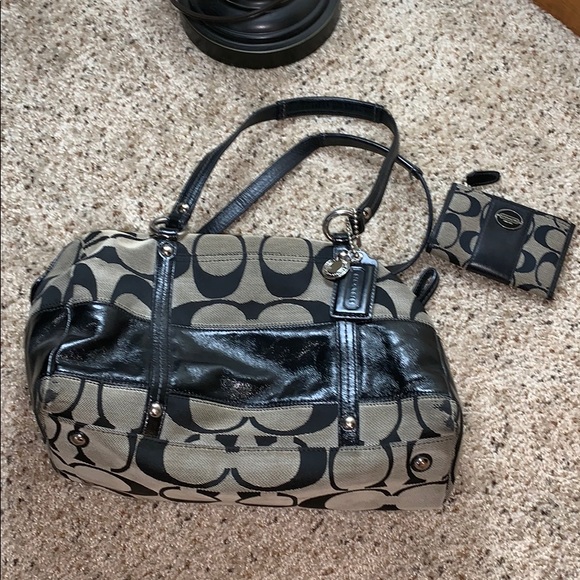 Coach Handbags - Black Coach Bag & Change Purse Set! ❤️